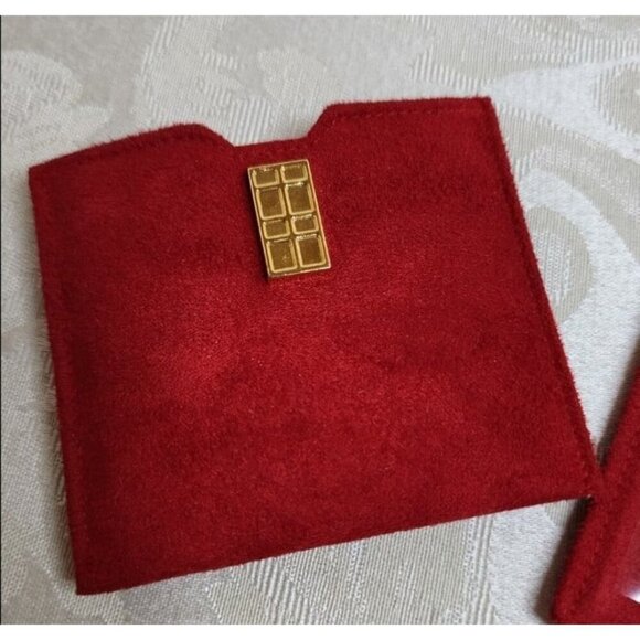 ELIZABETH ARDEN VINTAGE 1980s Red Faux Suede Travel MIRROR Compact Pouch NEW - Picture 4 of 6